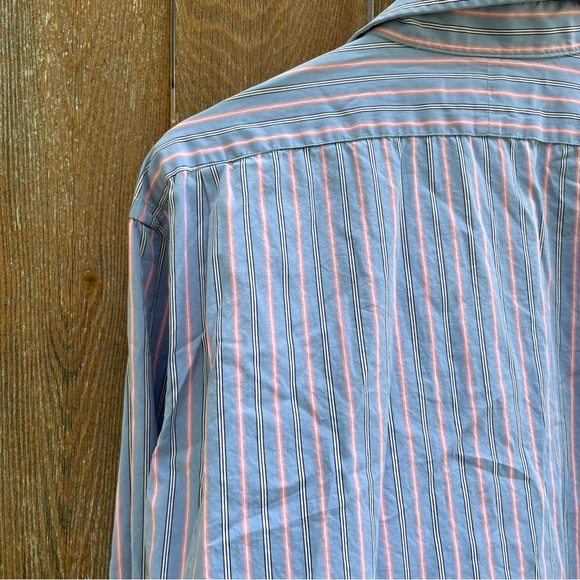POLO RALPH LAUREN Men’s Blue Pink Stripe Button Down Long Sleeve Shirt 17.5 44 - Picture 10 of 12